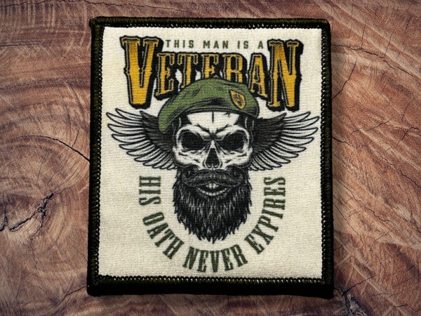 Printed Patch This Man Is A Veteran His Oath never Expires 95x85mm