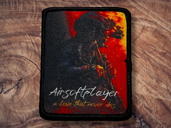 Printed Patch Airsoftplayer a Love that never dies 90x75mm