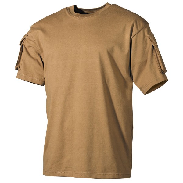US T-Shirt, halbarm, coyote, mit Ärmeltaschen S