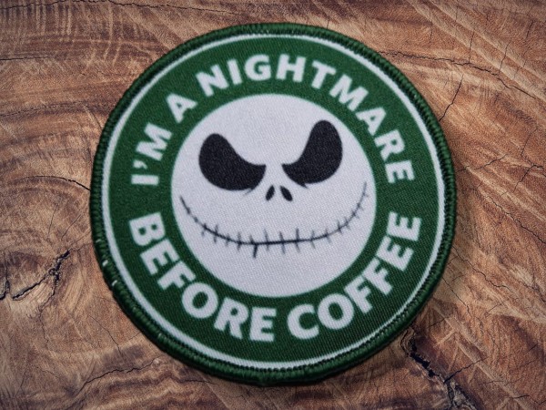 Printed Patch I`M A Nightmare Before Coffee 90x90mm
