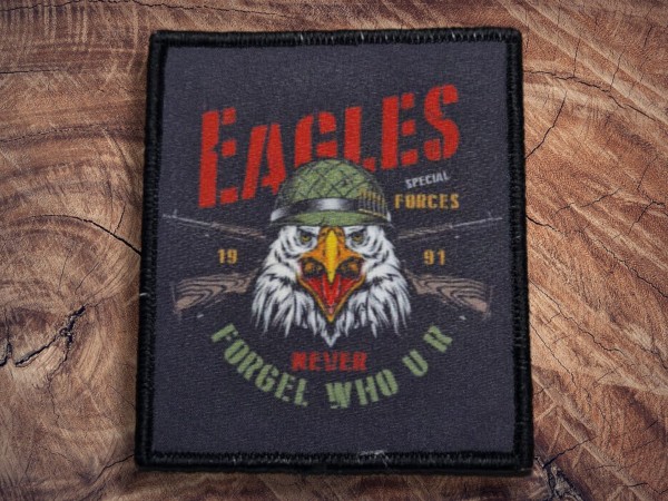 Printed Patch Eagles Forget Who U R 90x75mm